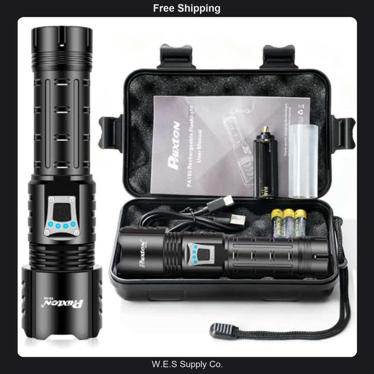 Rechargeable LED Flashlight 100000 Lumens Waterproof Long Range Camping