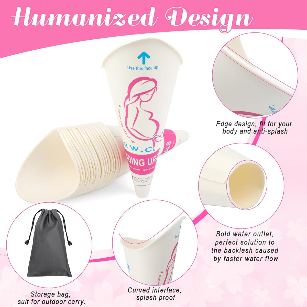 Disposable Female Urination Device Pack - Portable Girl Urinal Funnel for Camping Hiking