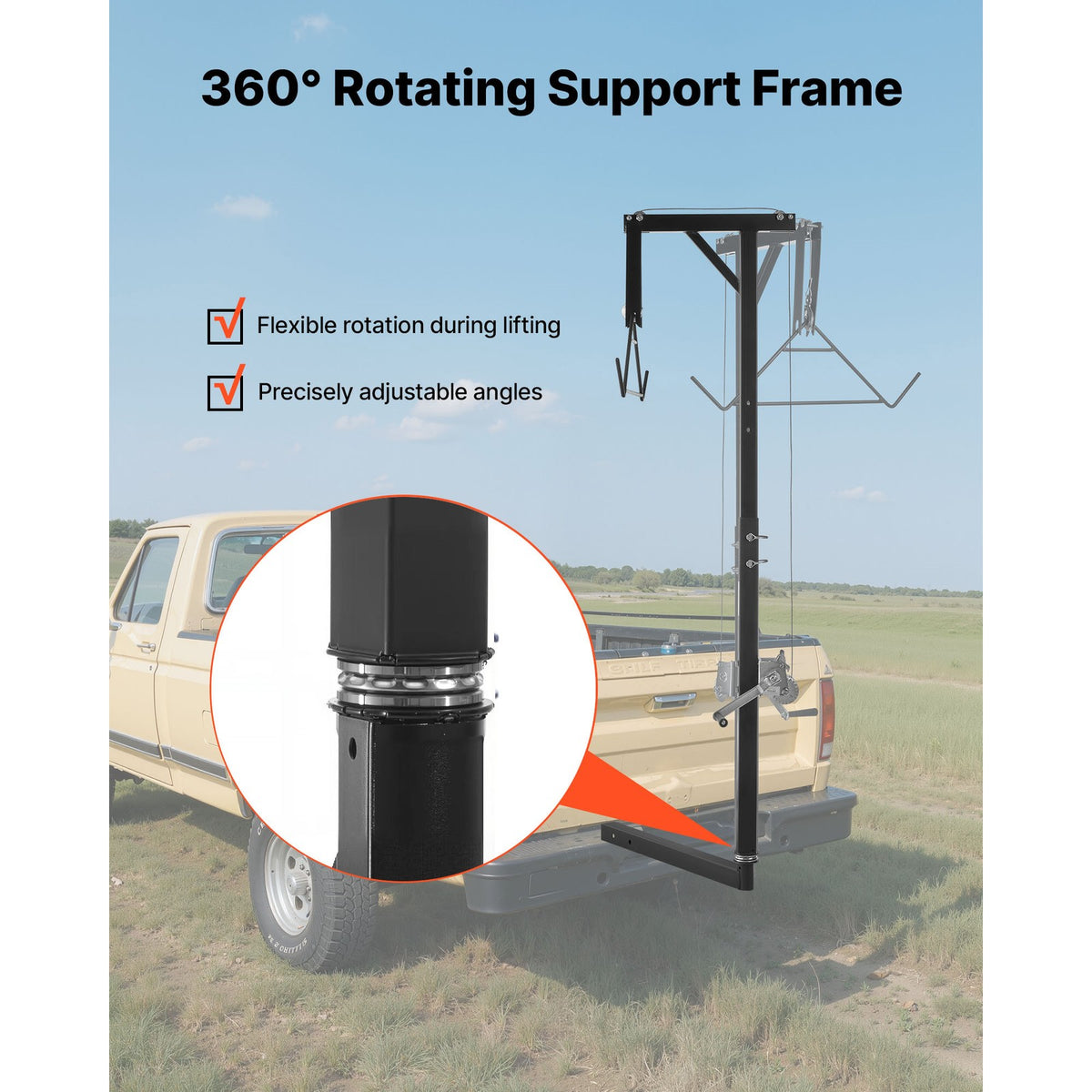 Heavy Duty Truck Hitch Game Hoist 300 lbs Deer Lift with 2-inch Receiver