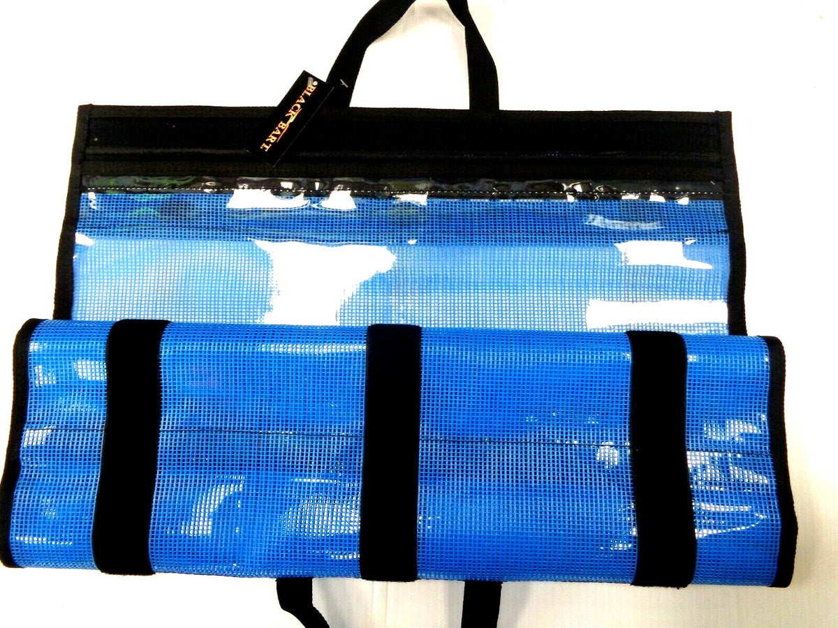 Fishing Lure Storage Bag 6-Pocket Roll-Up Organizer 20x8 Inches Blue