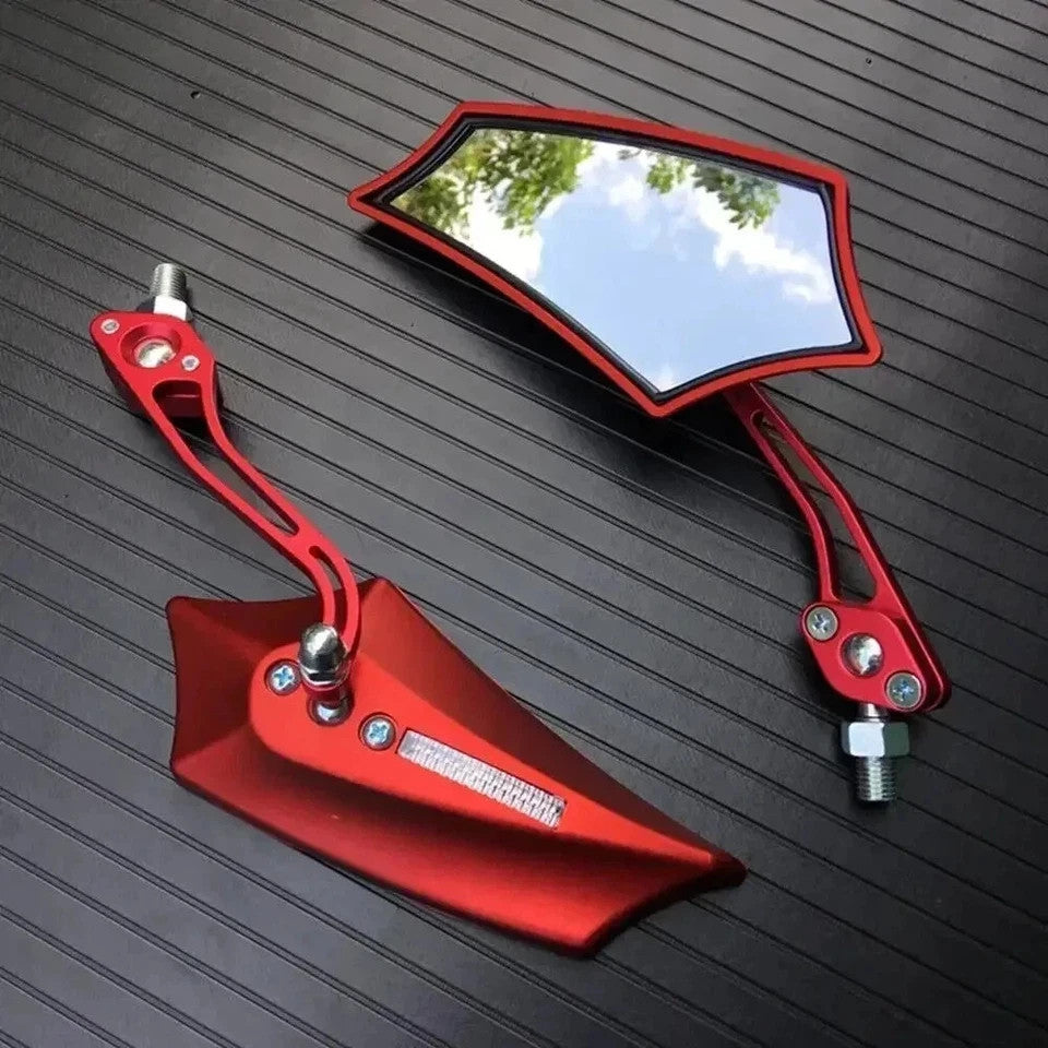 Universal Motorcycle & Bicycle Rearview Mirrors - 8mm & 10mm Fit, Adjustable Side Mirrors
