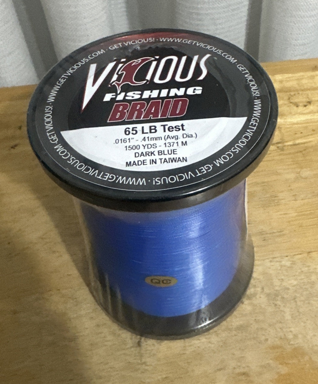 Fishing Braided Line 65Lbs Test 1500Yds Dark Blue Spool - High Strength Line