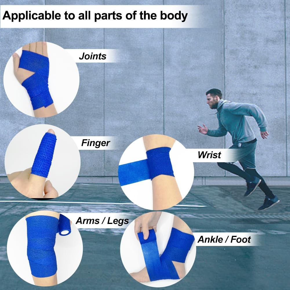 Self Adhesive Bandage Wrap 2 Inch - 16 Pack, Flexible Support for Sports & First Aid