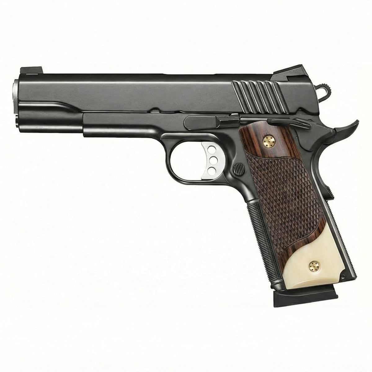 1911 Full Size Rosewood Faux Ivory Grip Panels with Gold Screws for Pistols