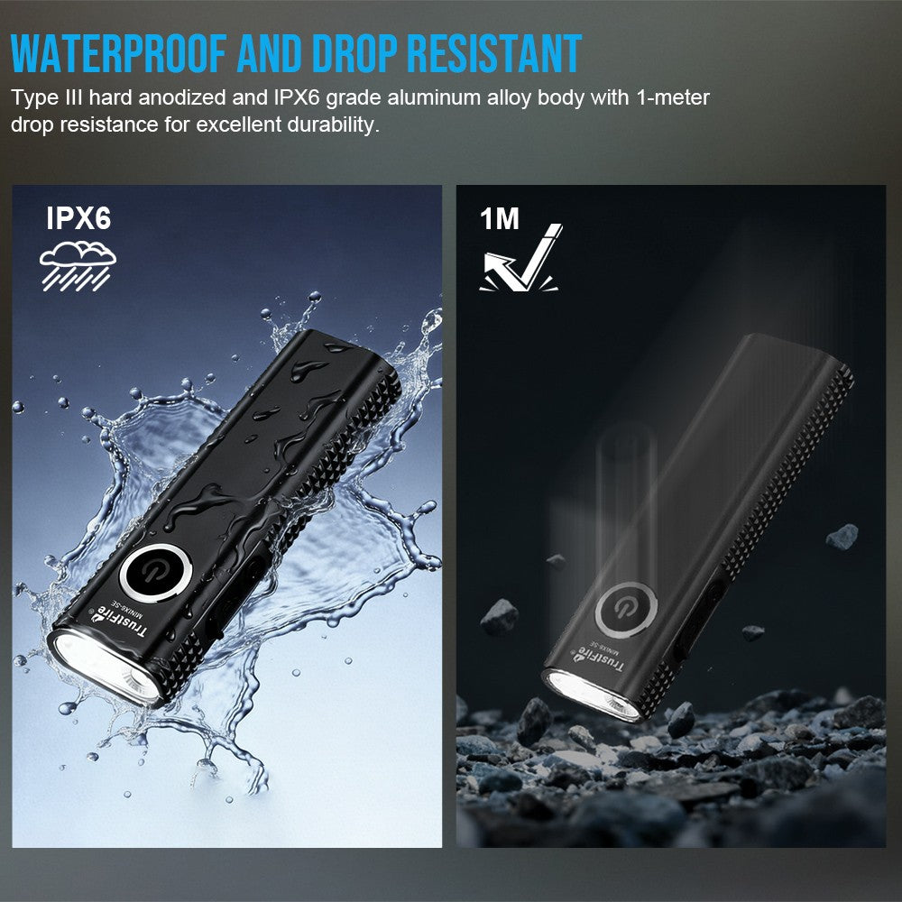 1500Lumen Rechargeable LED Flashlight with UV Light and Magnetic Tail - Waterproof Torch