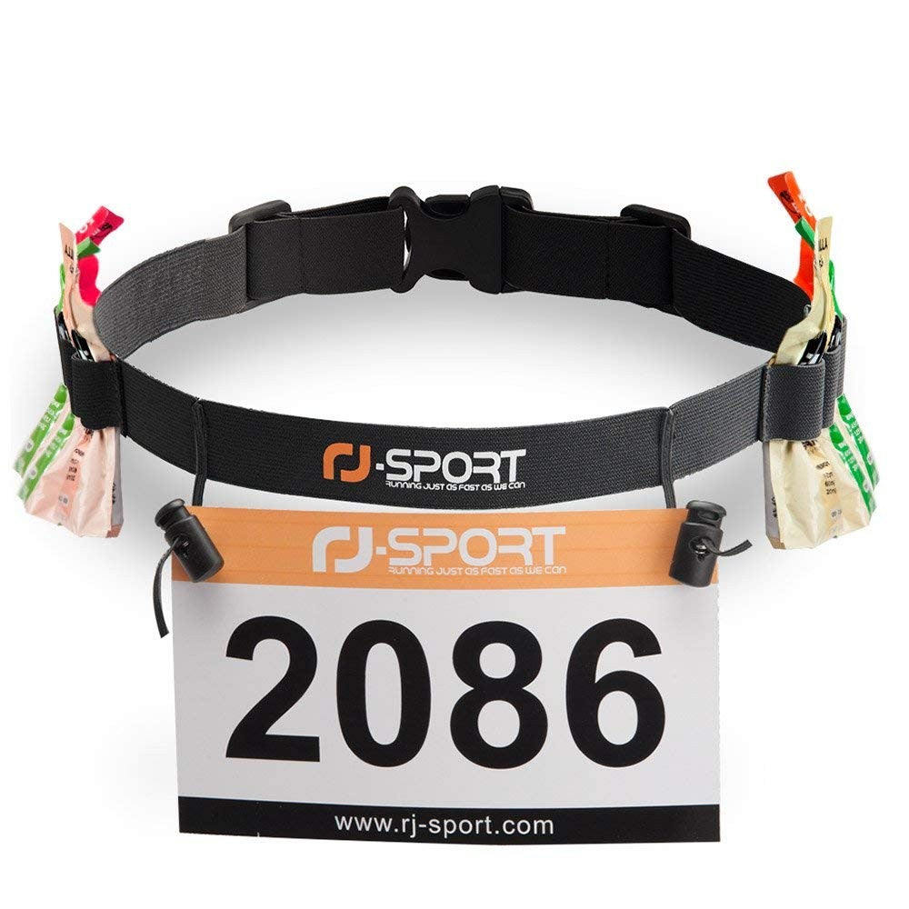 Triathlon Race Belt with 6 Energy Gel Loops Adjustable Bib Holder