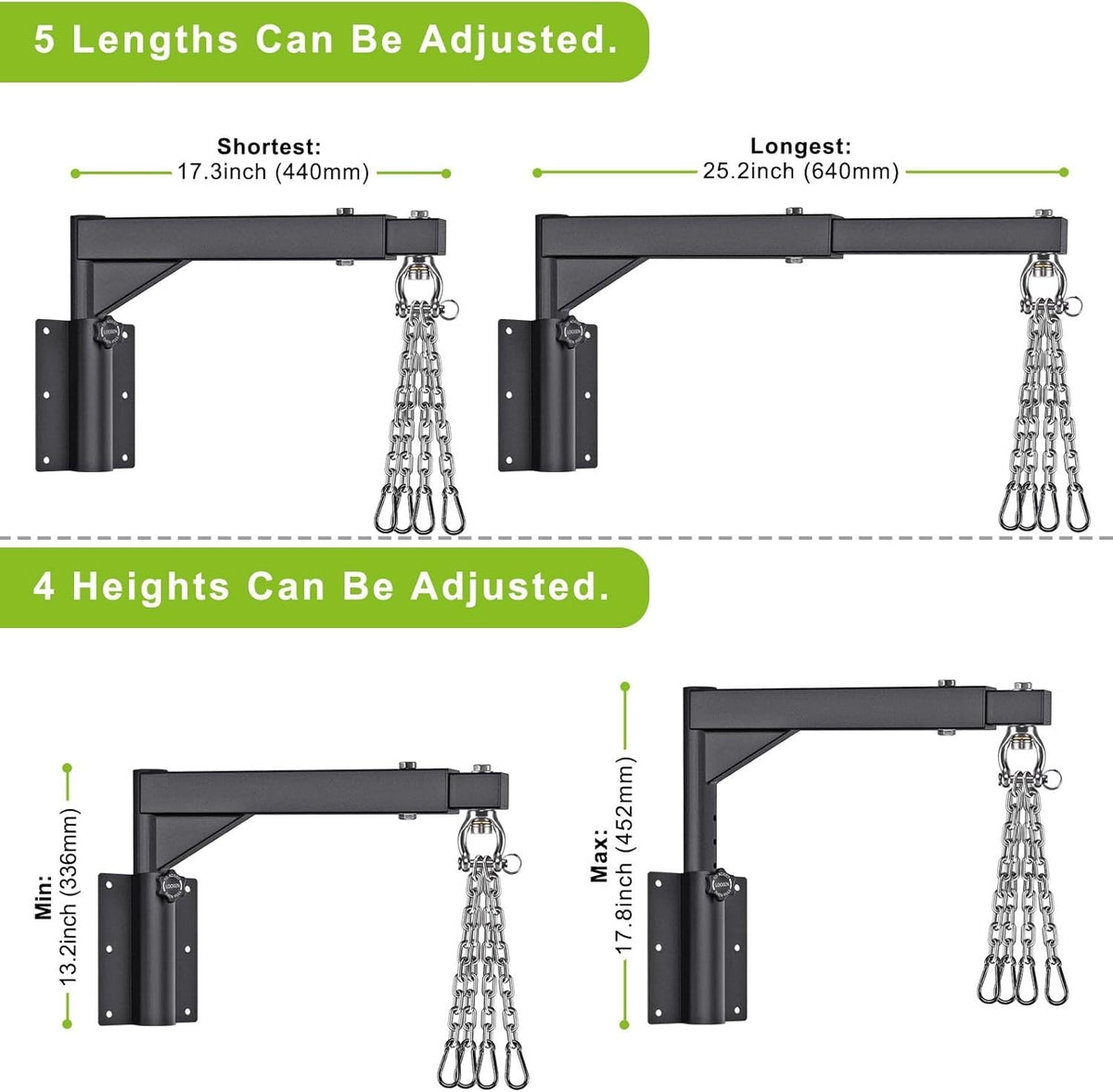 Heavy Duty Wall Mount Punching Bag Hanger with Swivel and Chains