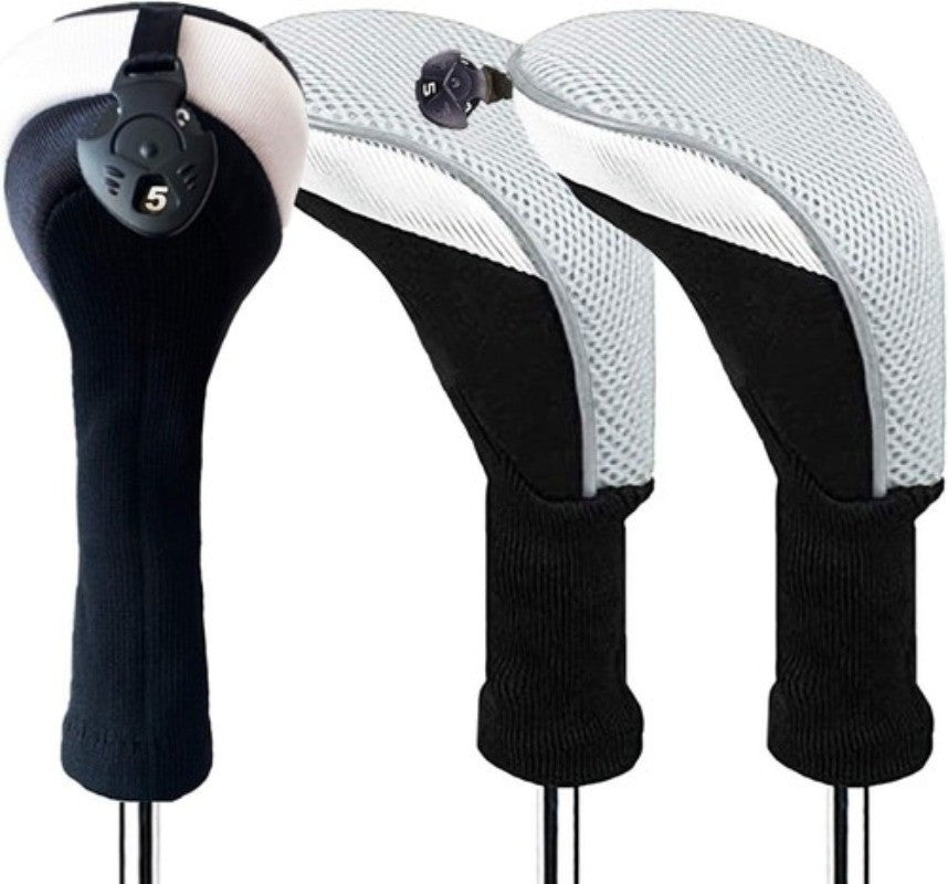 Golf Club Head Covers Set Woods Hybrids 3 Pack with Interchangeable Number Tags