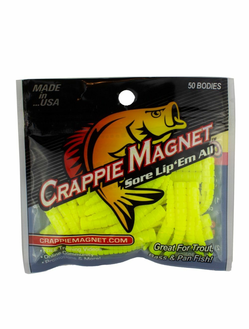Crappie Magnet Lures - 50 Pack Chartreuse Soft Bait for Fishing