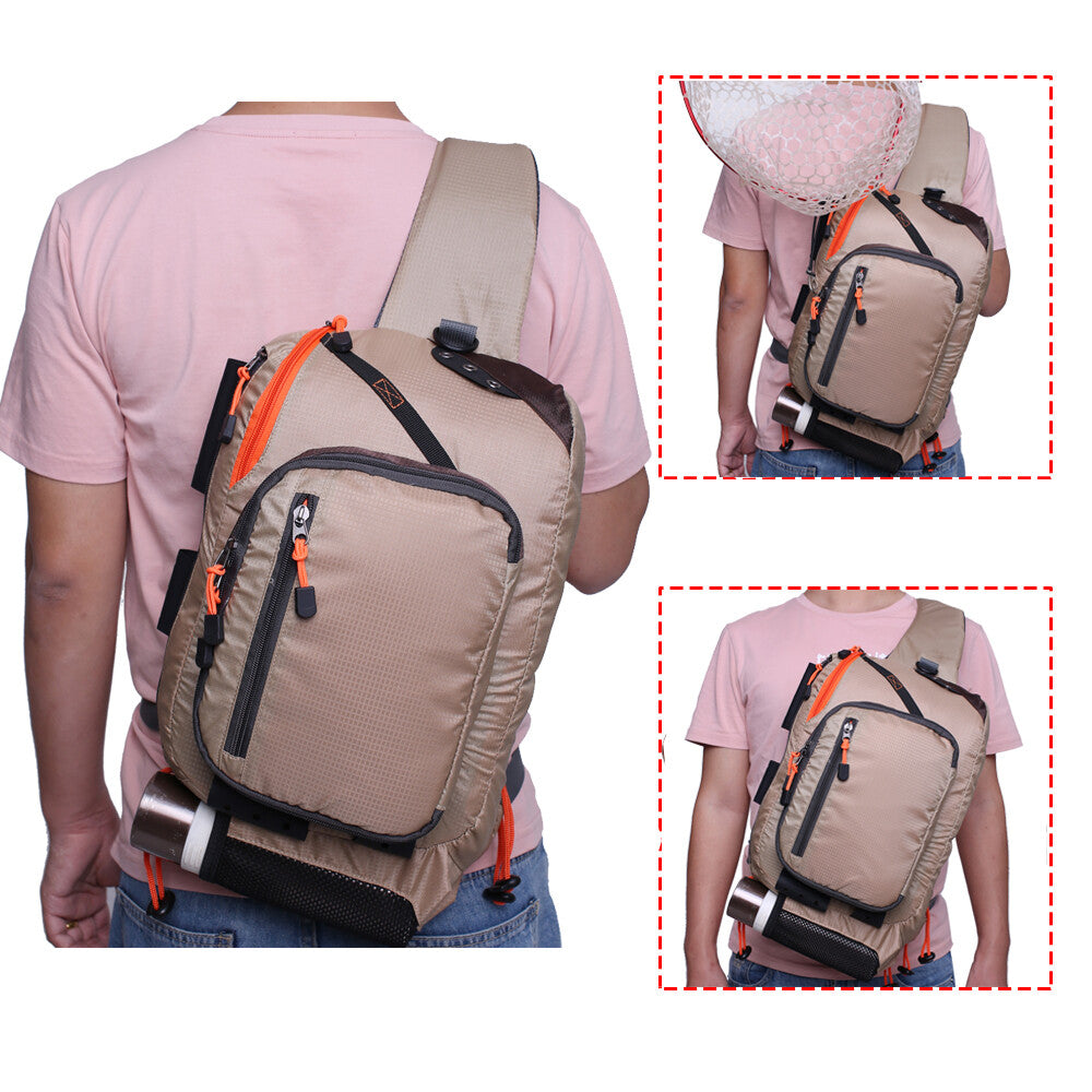 Fly Fishing Sling Bag with Multiple Pockets & Adjustable Straps, Lightweight Tackle Organizer
