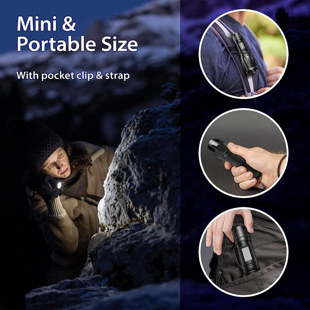 UV Flashlight LED Torch with Dual Ultraviolet and White Light for Currency & Document Detection