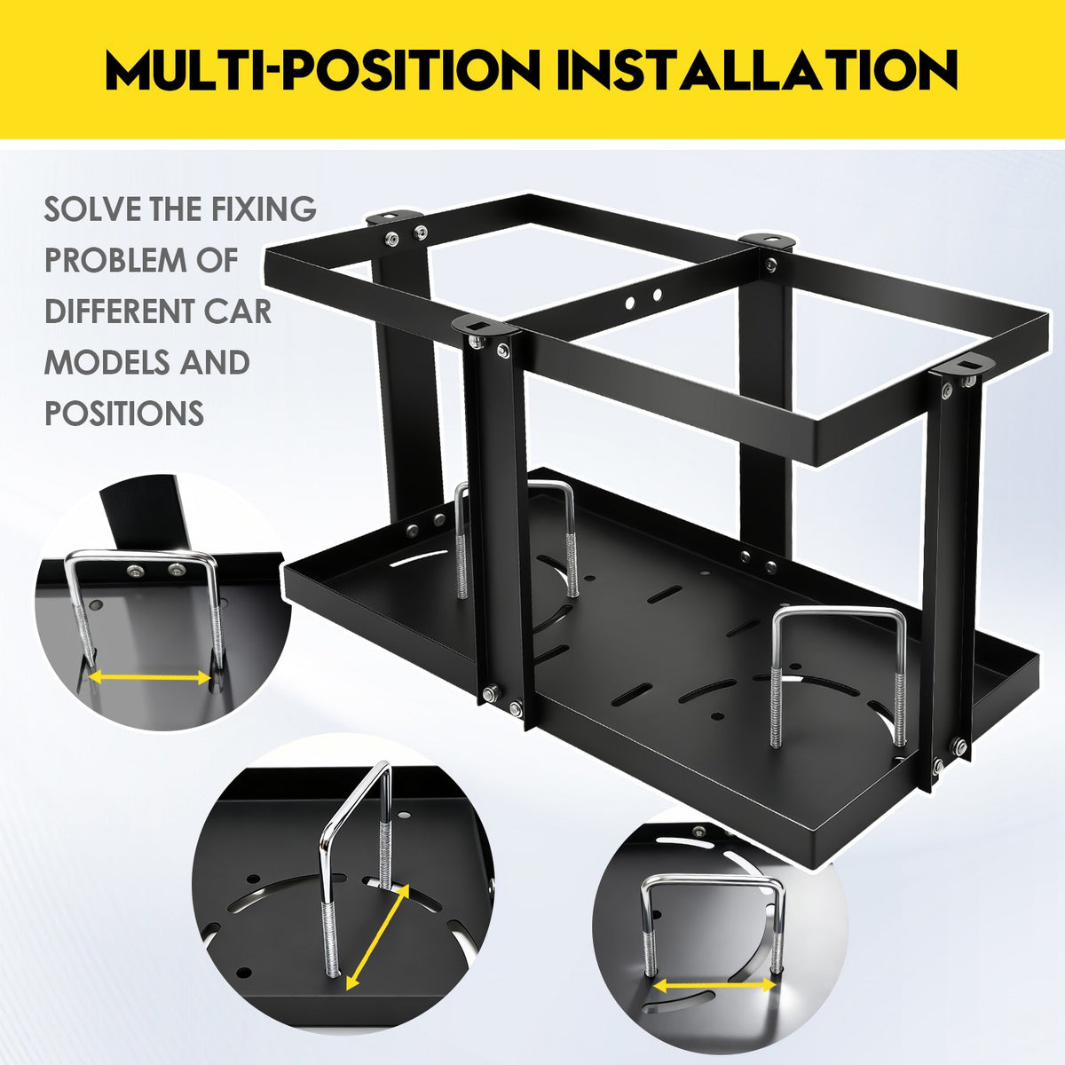 Fuel Jug Holder for Trailer - Holds Two 5-5.5 Gallon Gas Cans with Locking Strap