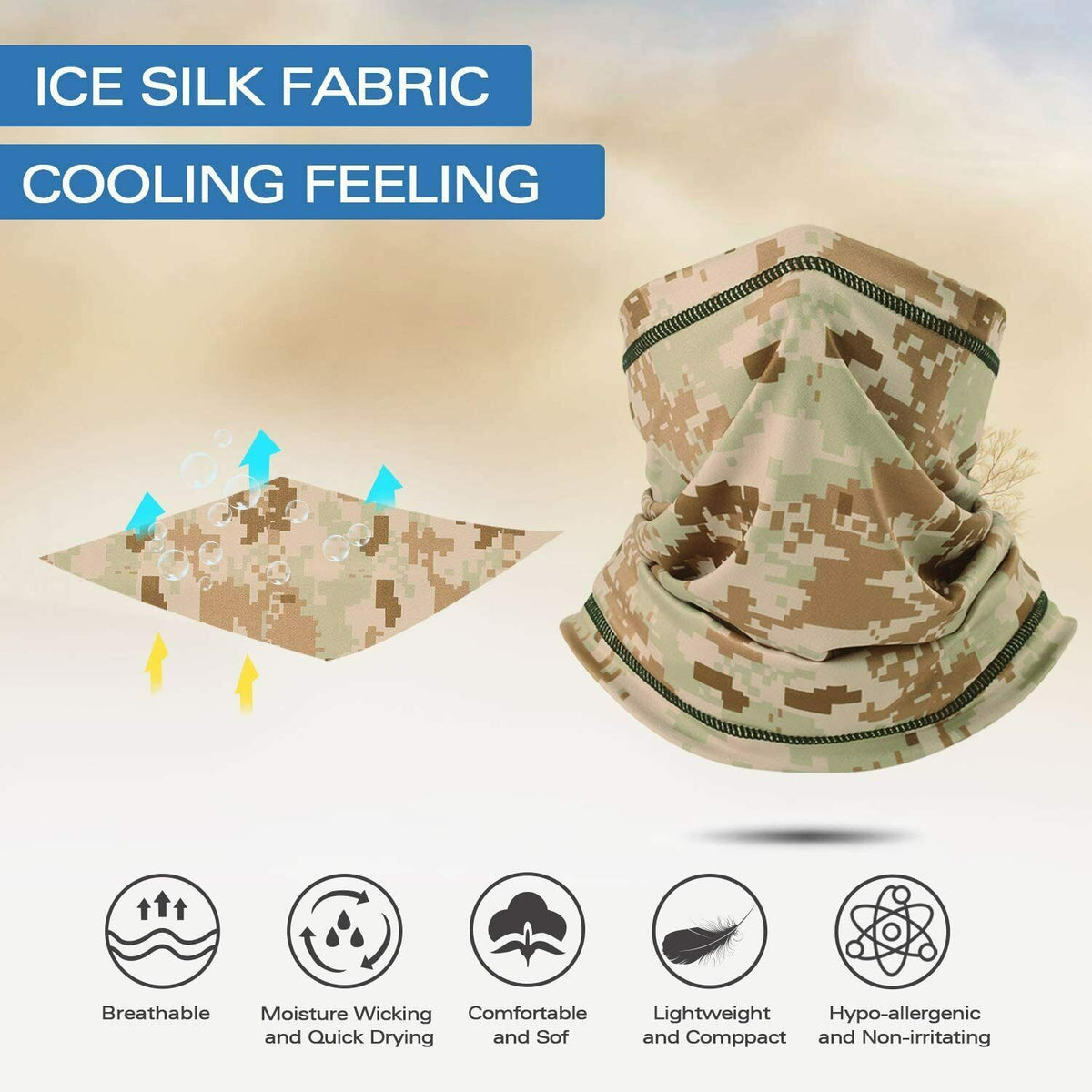UV Face Mask Neck Gaiter Balaclava for Outdoor Sun & Dust Protection