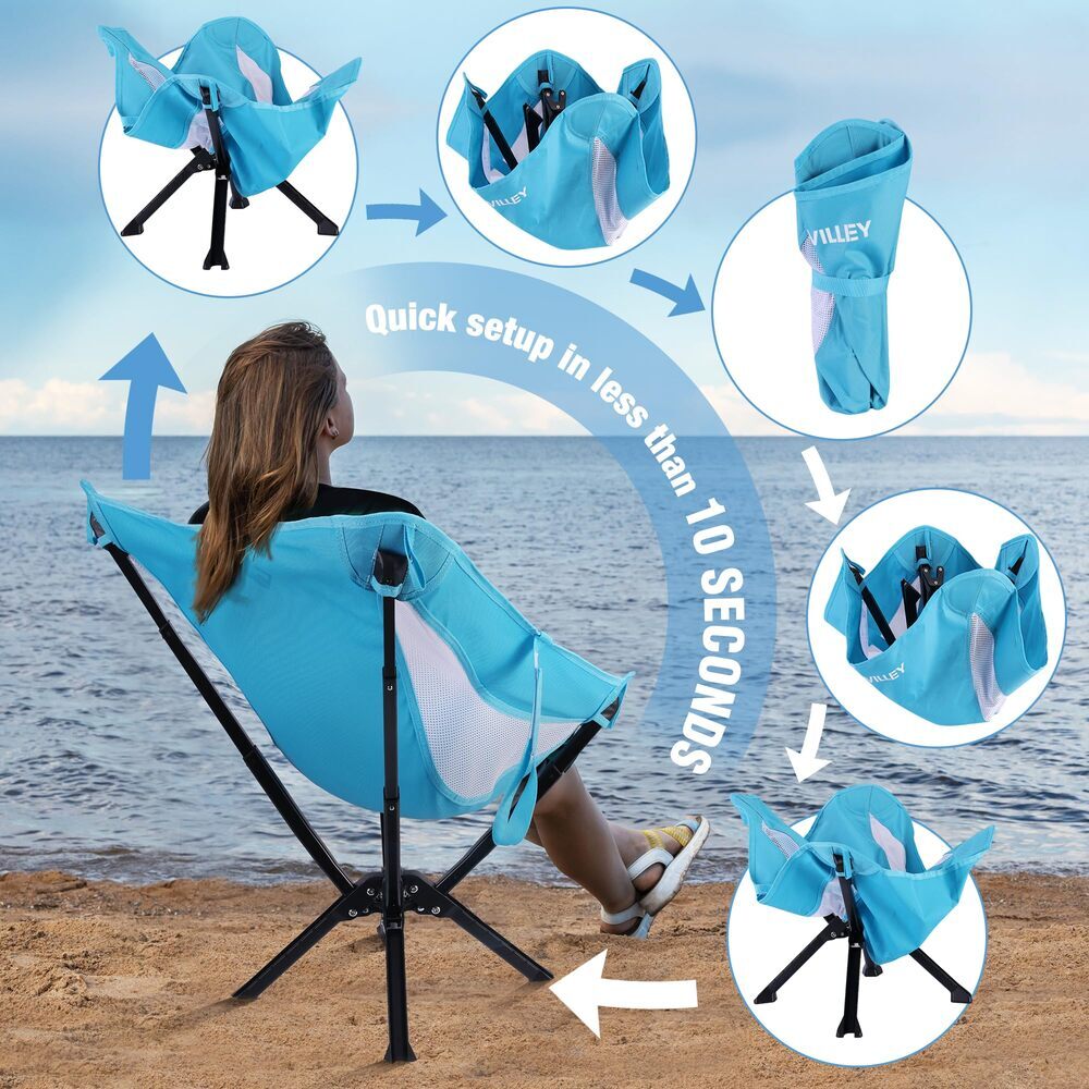 Portable Folding Camping Chair Lightweight Outdoor Seat for Beach Hiking 2-Pack