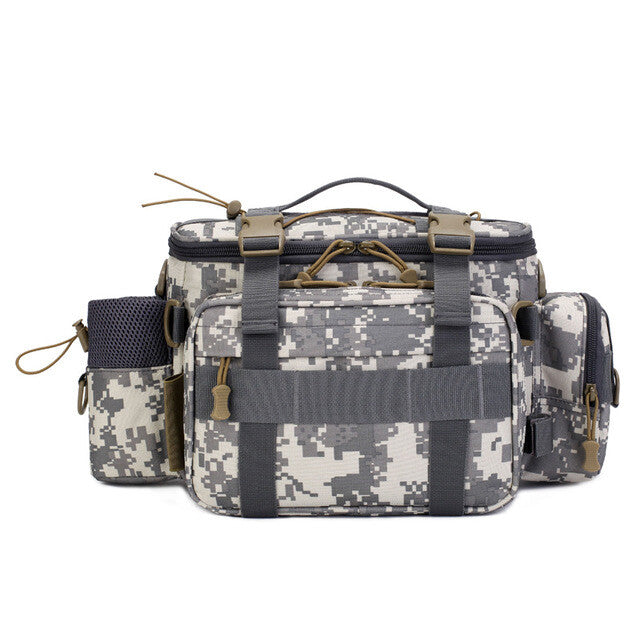 Water-Resistant Fishing Tackle Bag with Multiple Storage Pockets and Adjustable Strap
