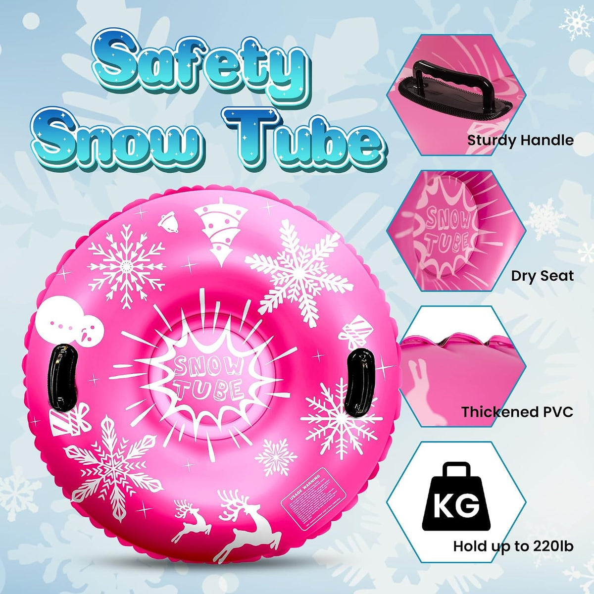 Heavy Duty Inflatable Snow Tubes for Kids and Adults - Winter Sleds