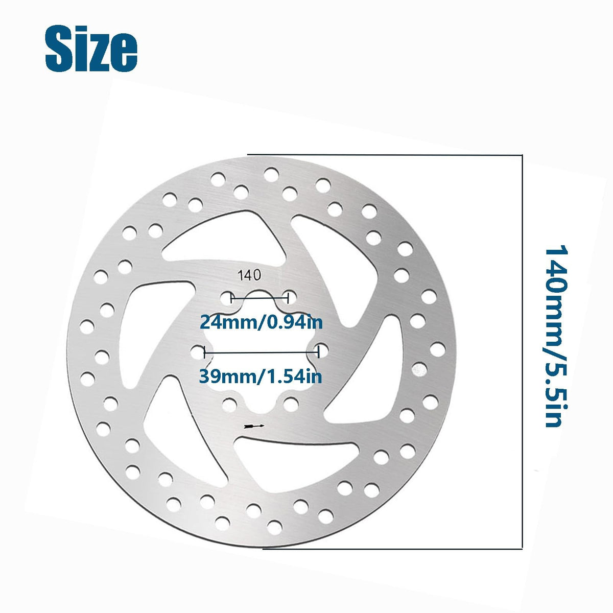 140mm Stainless Steel Electric Scooter Brake Rotor - Universal Fit