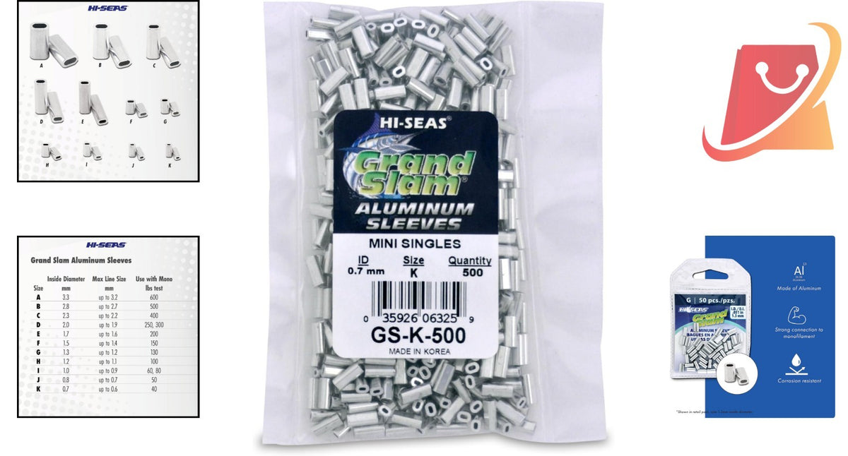 Fishing Line Crimp Sleeves Bulk Pack 500 Aluminum Saltwater Strong & Durable