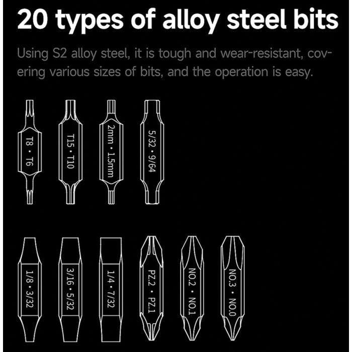 Multi Tool Bit Set for Flagship Captain & Pocket E1 - 10 Double-Ended Bits