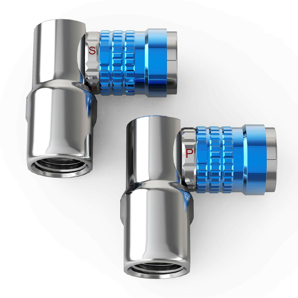 Bike Tire Air Chuck with Presta & Schrader Valves - 2 Pack, 90° Swivel
