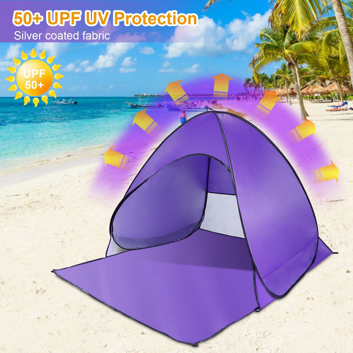 Automatic Pop Up Beach Tent for 2-3 People Outdoor Camping Fishing Lake