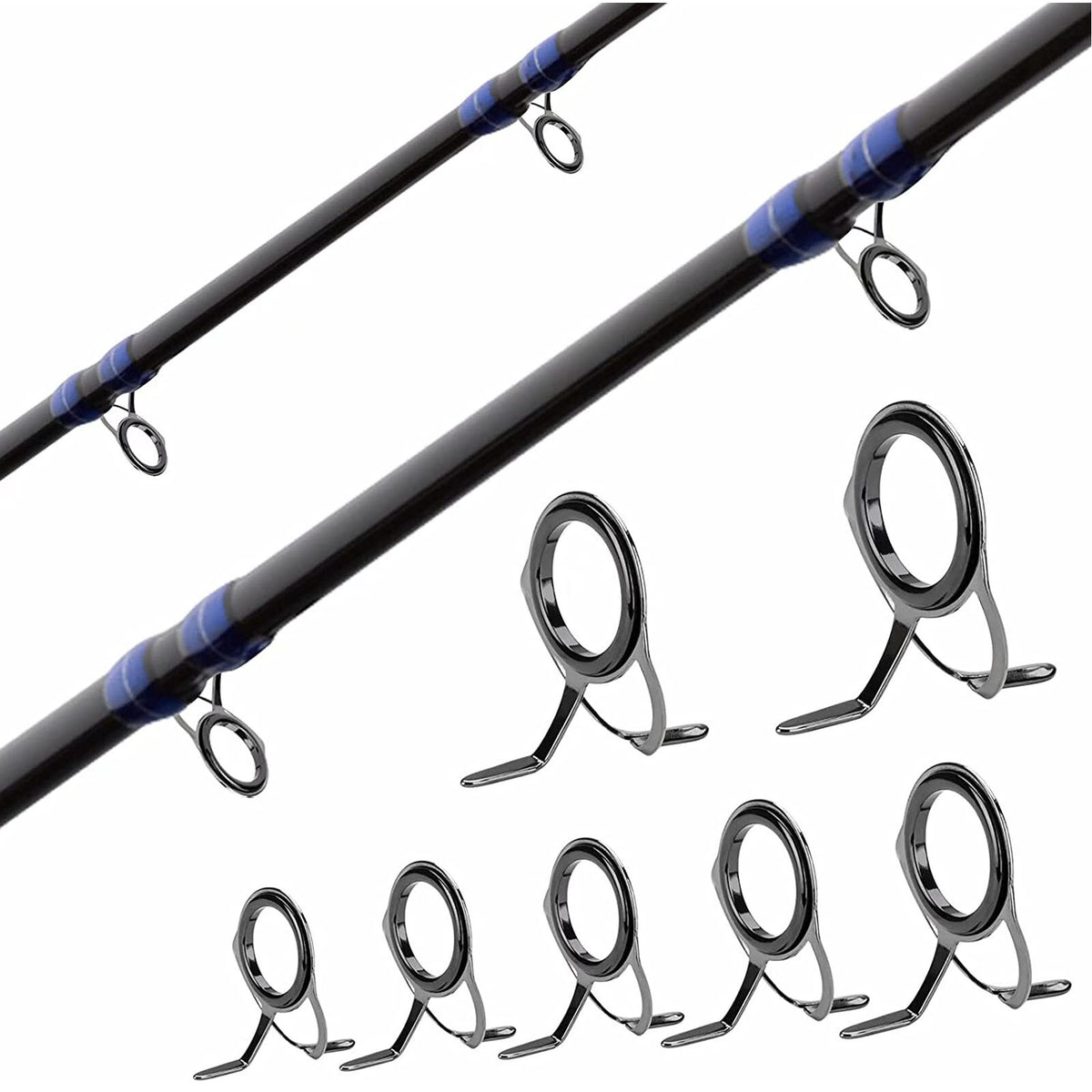 7PCS Stainless Steel Ceramic Eyelet Repair Kit for Fishing Rods - Replacement Guides