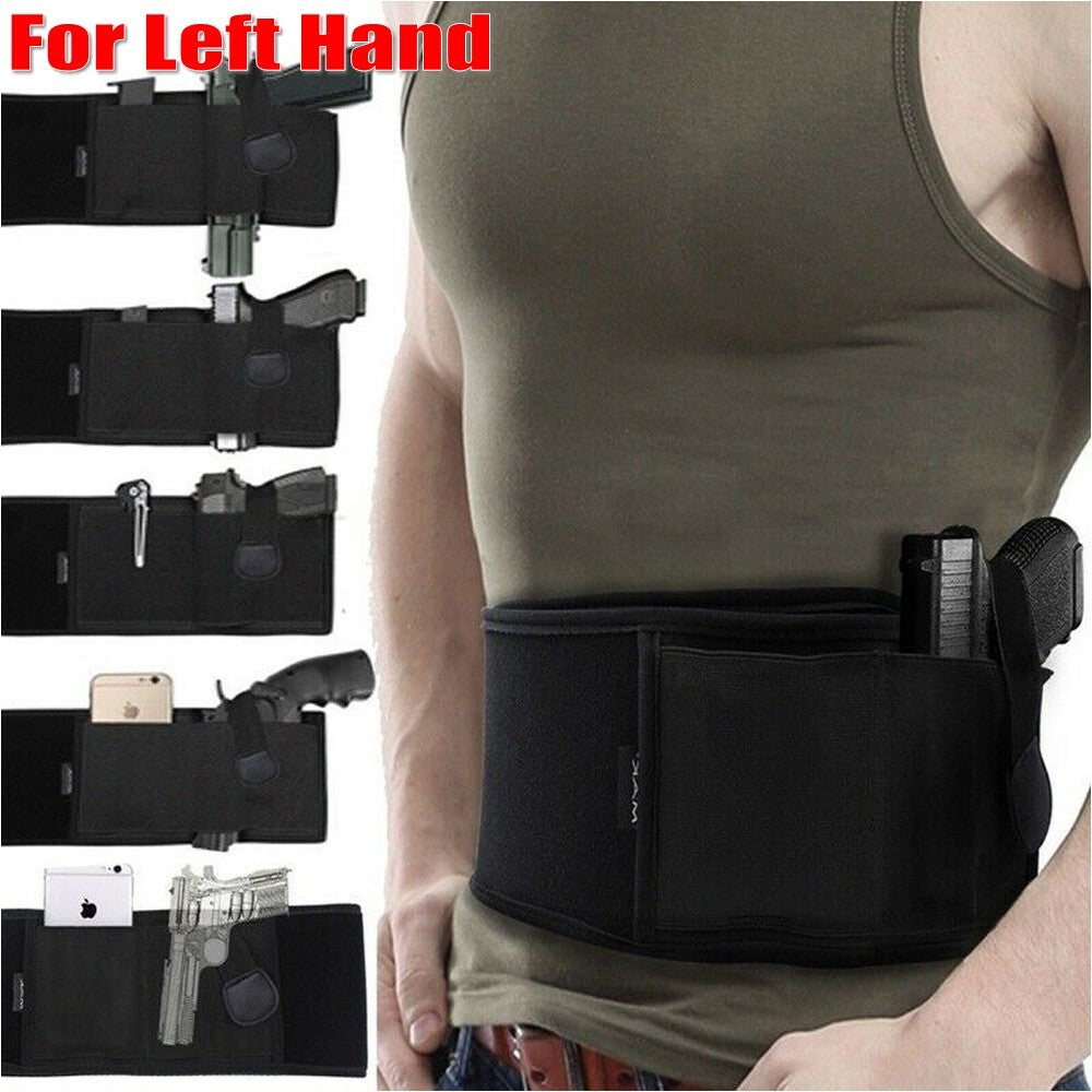 Concealed Carry Belly Band Holster for Left-Hand Gun Waist Wrap