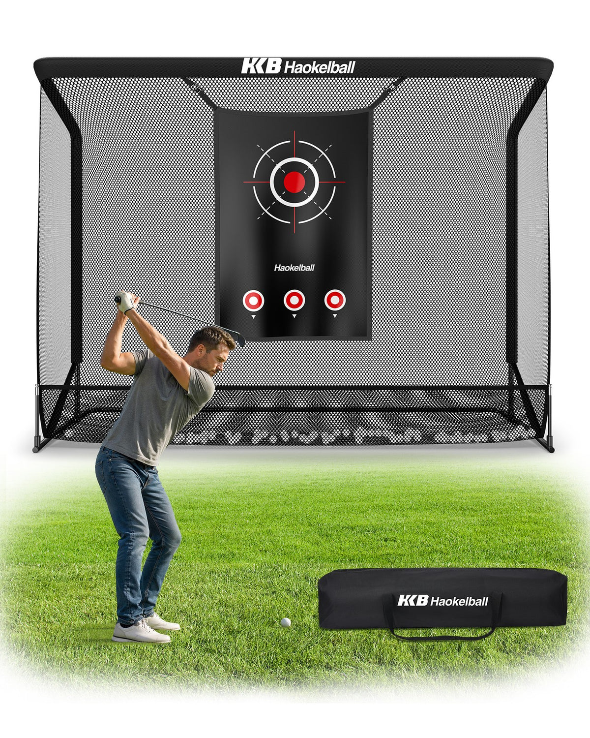 Golf Practice Net with Large Ball Collection and Noise-Reducing Target Cloth - Heavy Duty Backyard Hitting Net