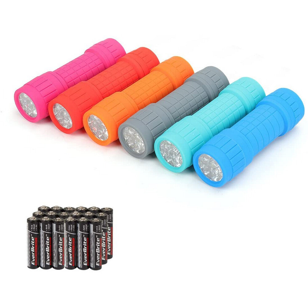 Impact Handheld Flashlight Set with 6 Compact LED Torches & AAA Batteries