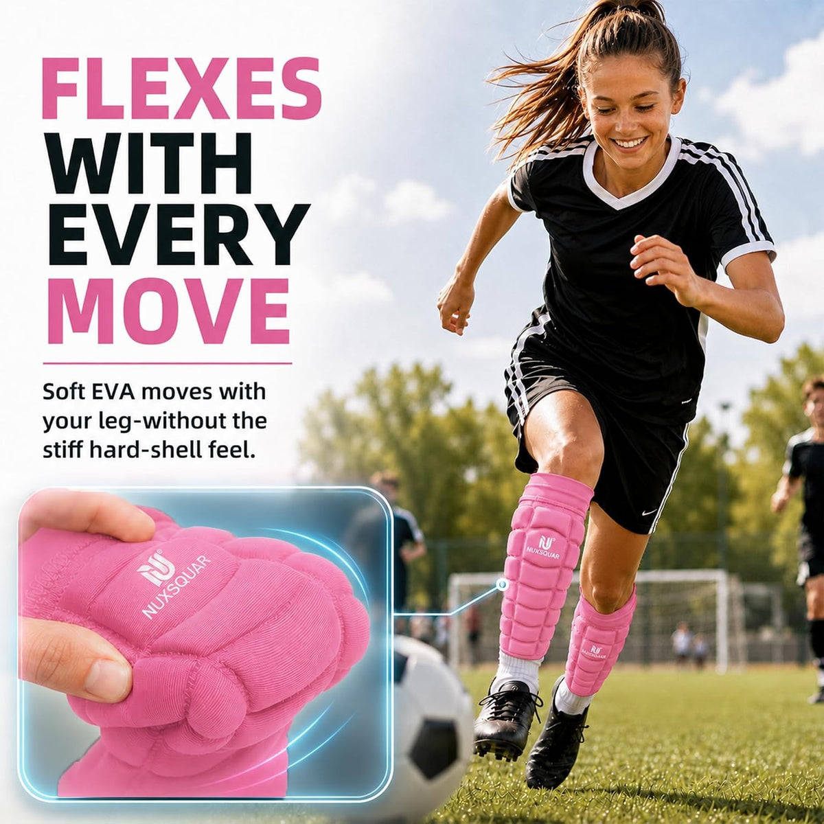 Soccer Shin Guards with Padded Calf Sleeves, Impact-Absorbing Protective Gear