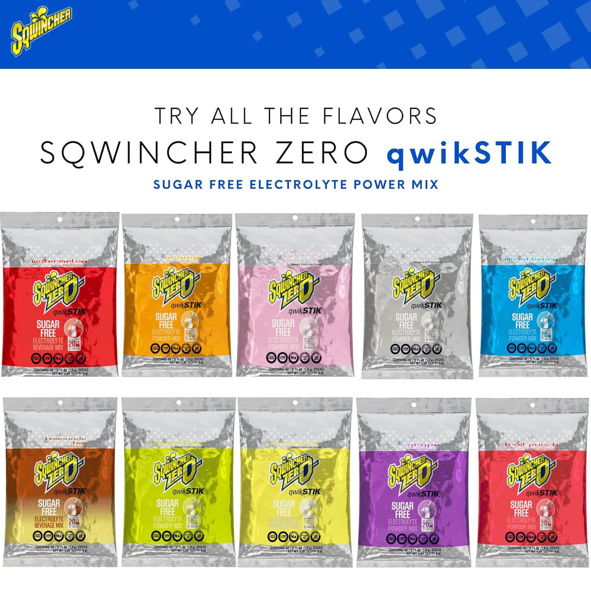Sugar-Free Electrolyte Powder Pack for Sports Hydration, 50 Sticks
