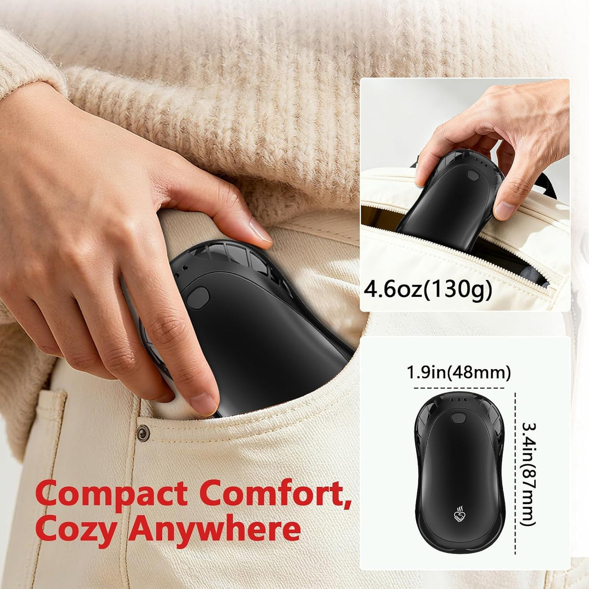 Rechargeable Electric Hand Warmers 2 Pack Portable Fast Heating Winter Gloves