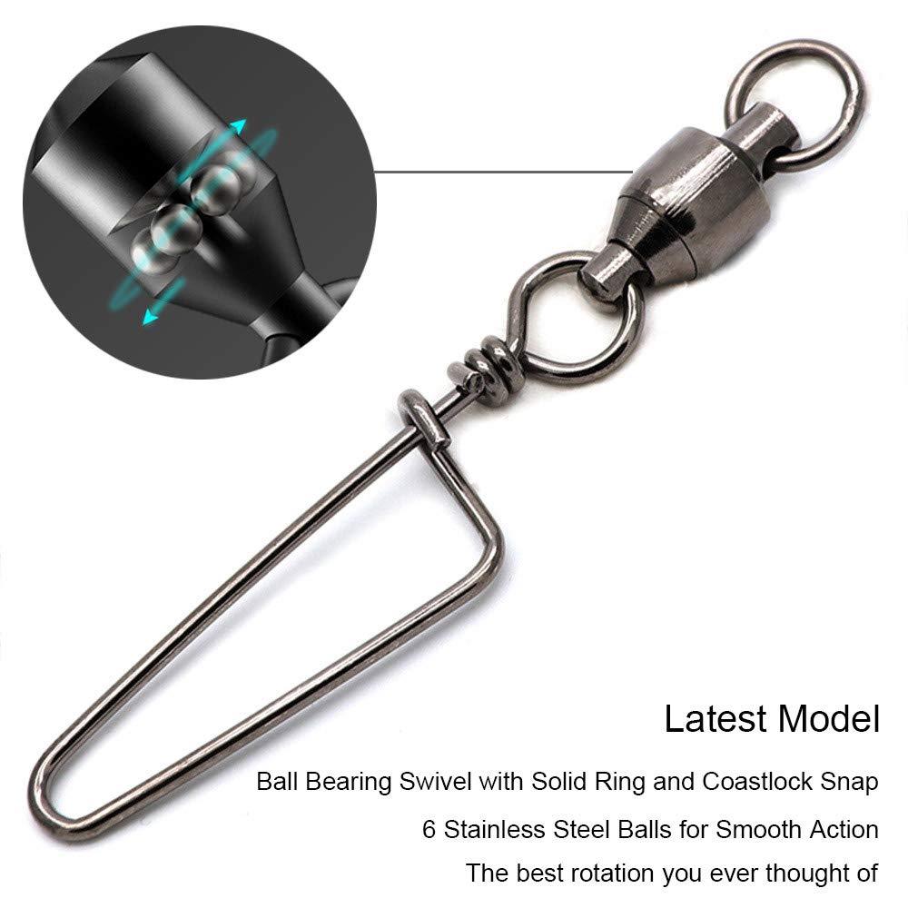 Fishing Ball Bearing Swivels with Coastlock Snap - Heavy Duty 25/50 Pack