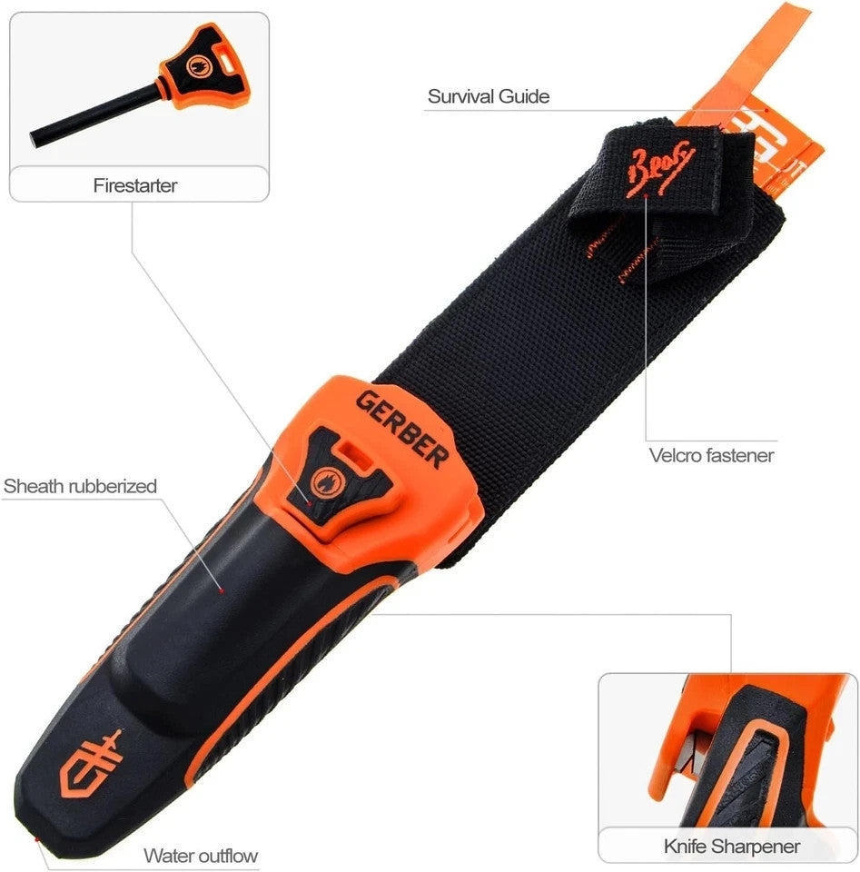 Survival Fixed Blade Knife with Sheath - Full-Tang, 5-inch Drop Point Blade