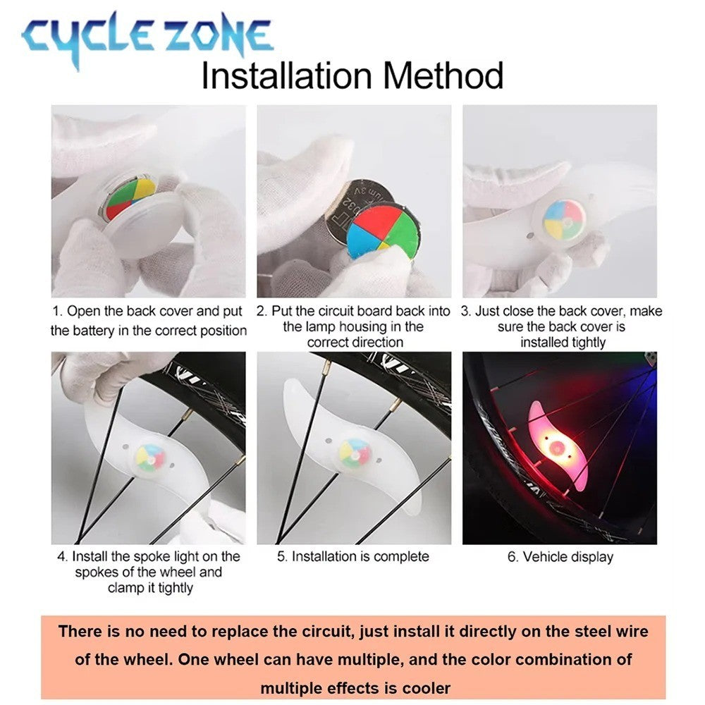 Bike Wheel Spoke Lights - Blue LED Safety Wheel Accessories for Night Rides