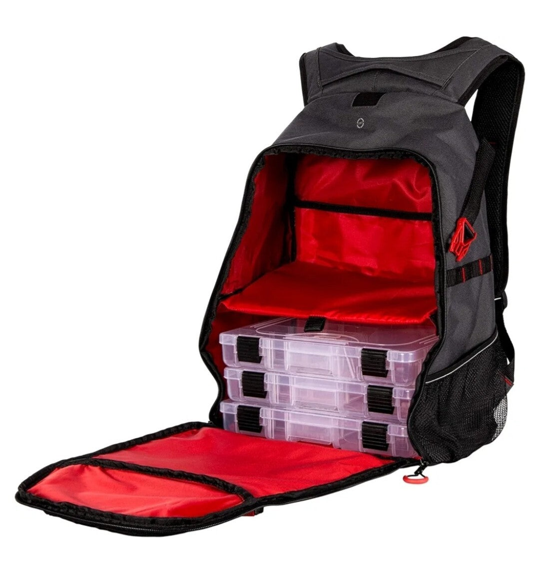 Water-Resistant Fishing Backpack Tackle Box with Pockets - Black