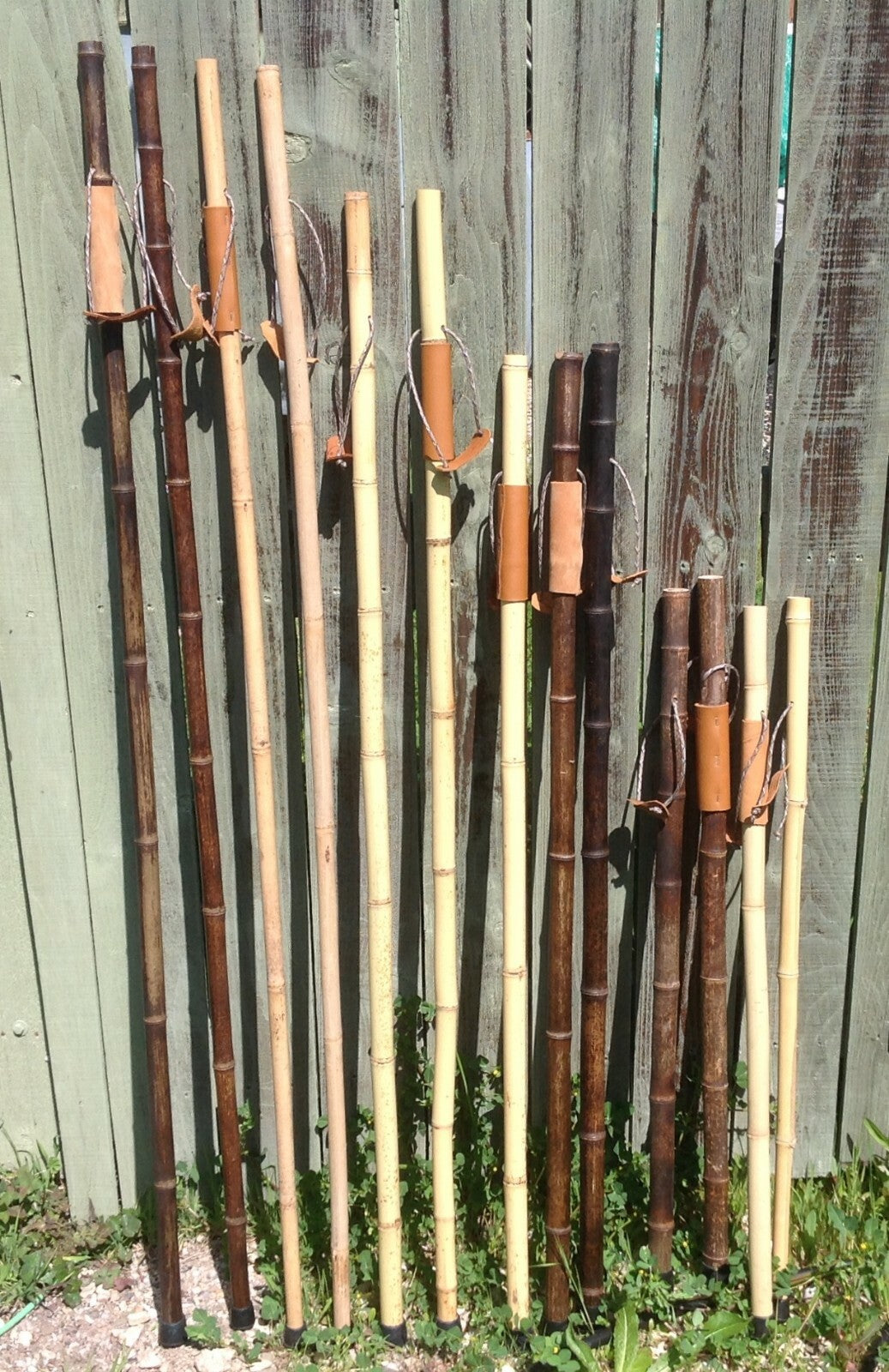 Weathered Bamboo Walking Stick for Hiking & Trekking - Handmade in USA