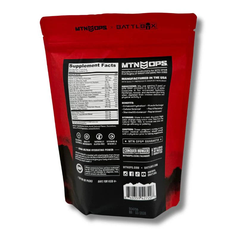 Electrolyte Drink Mix Pack - Hydration & Recovery Formula, BattlBerry Punch Flavor, 20 Single-Serve Packets