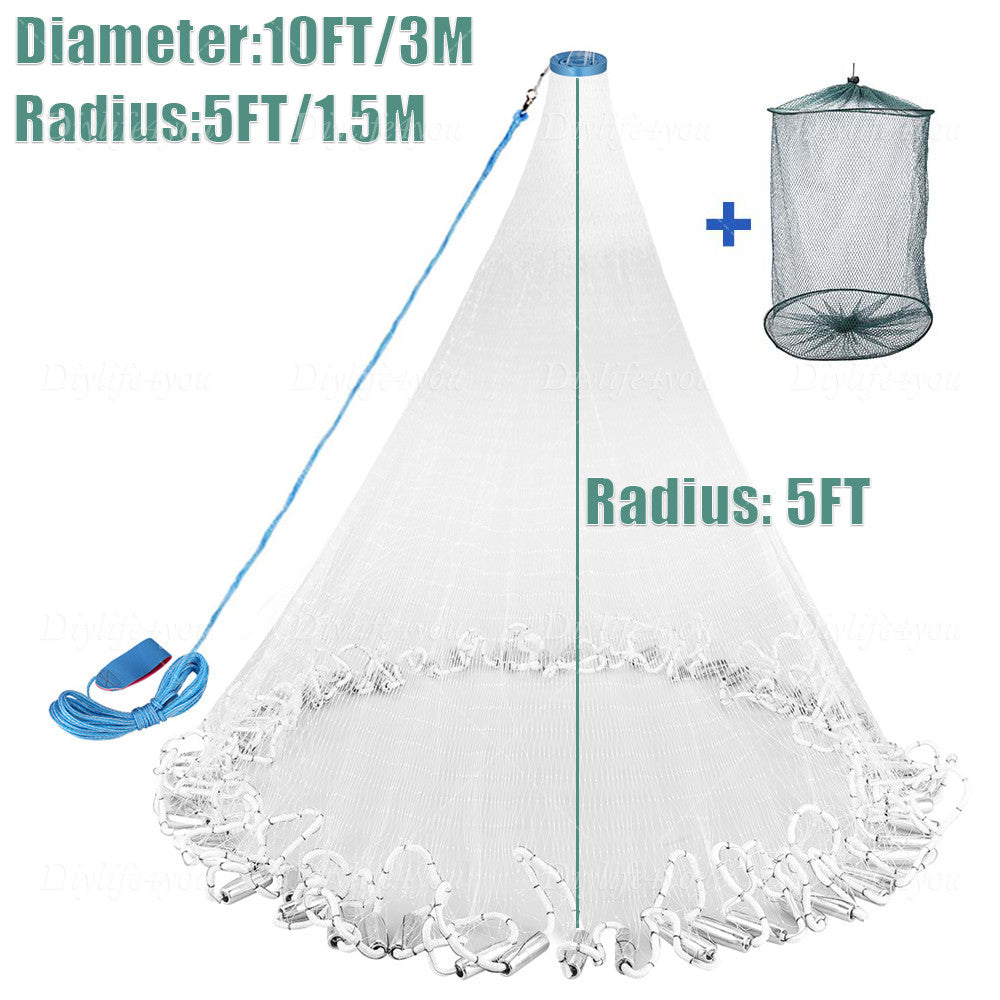 Strong Nylon Cast Net for Bait Fishing - Multiple Sizes 6-20FT