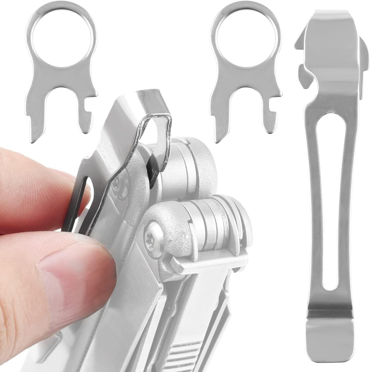 MultiTool Pocket Clips & Lanyard Rings for Leatherman - Stainless Steel Replacement Parts