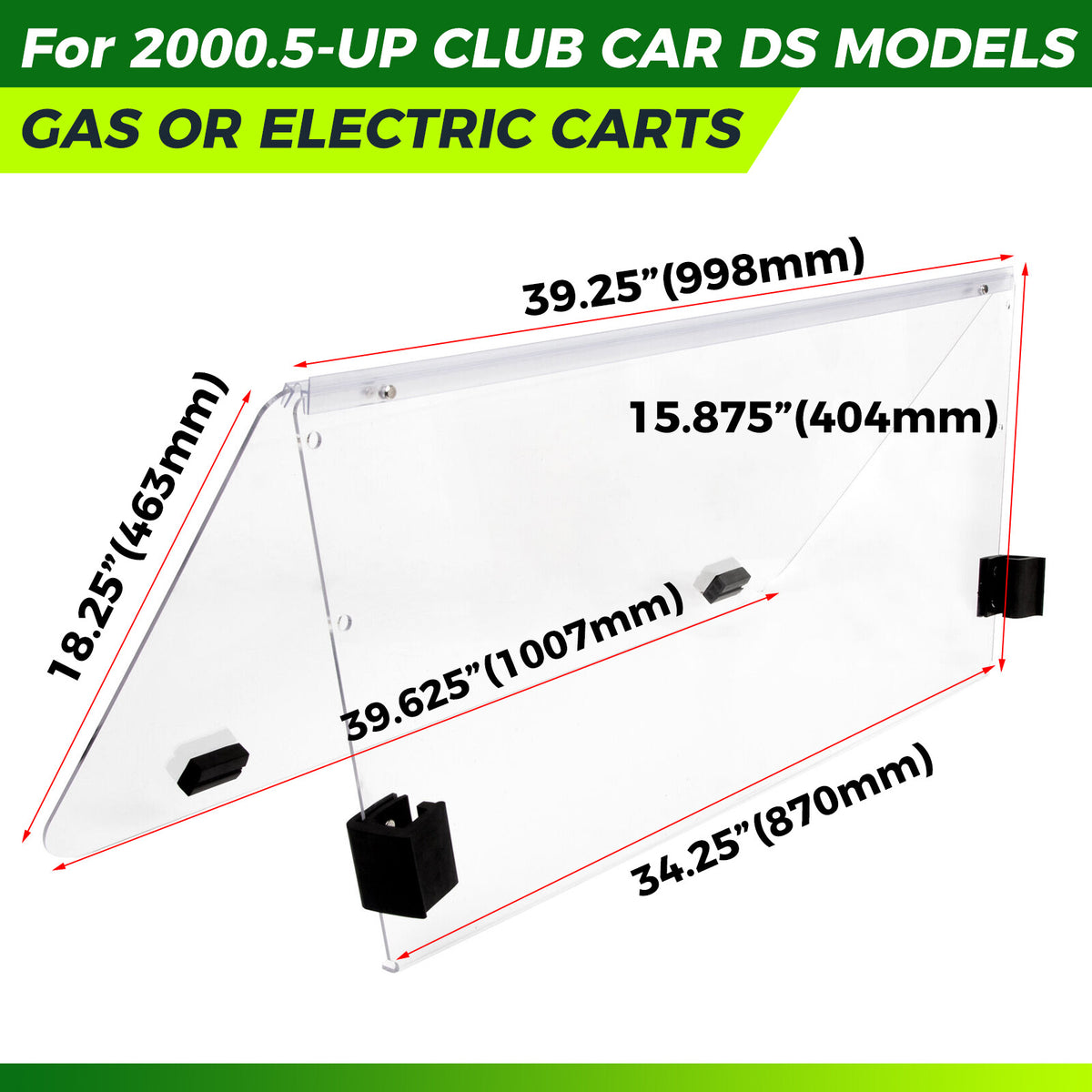 Golf Cart Windshield Folding Polycarbonate for Club Car DS 2000.5-UP - Clear