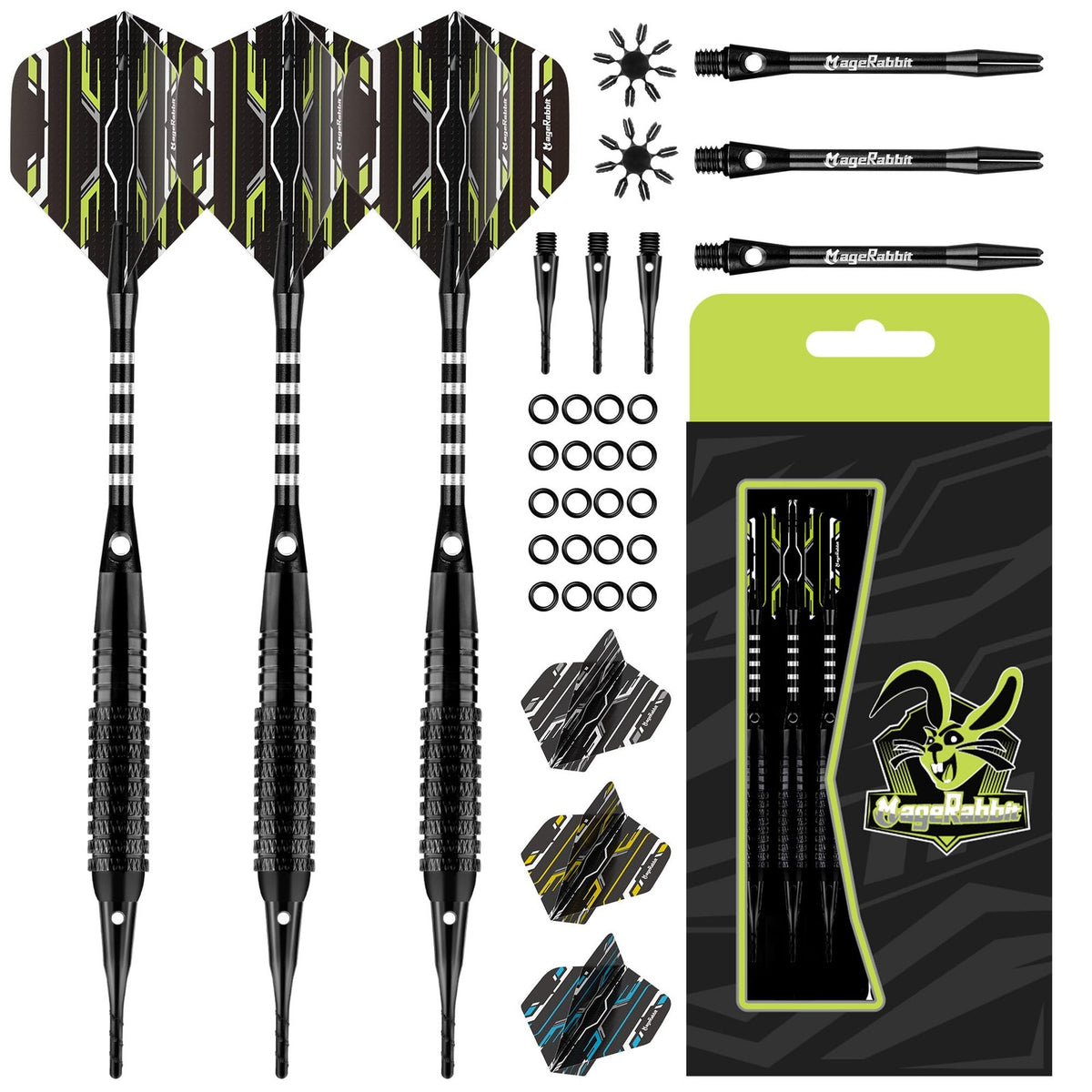 Soft Tip Darts Set 18g 3-Pack with Extra Tips — Includes Flights, Shafts & Case