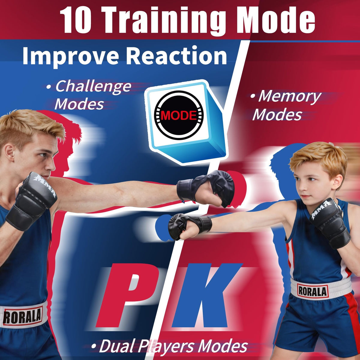 Smart Music Boxing Machine with Gloves, Wall Mounted, 10 Modes, Black