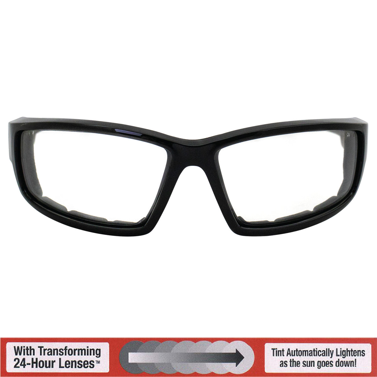 Photochromic Motorcycle Glasses with Padded Frame and UV400 Protection