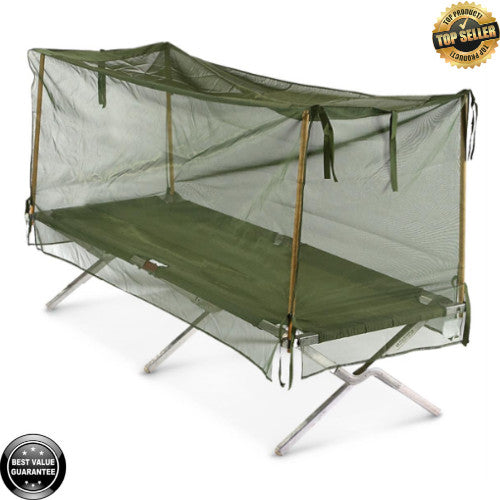 US Military Mosquito Net with Poles for Cot Tent Camping Hiking