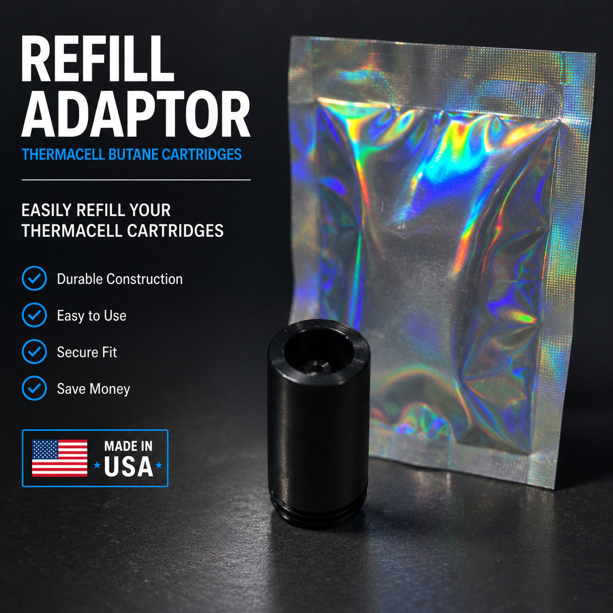 Reusable Butane Cartridge Refill Adapter for Thermacell Mosquito Repellent