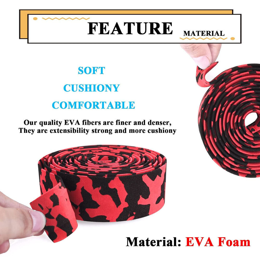 Road Bike Handlebar Tape - Cushion EVA Grip Wraps for Cycling, Red
