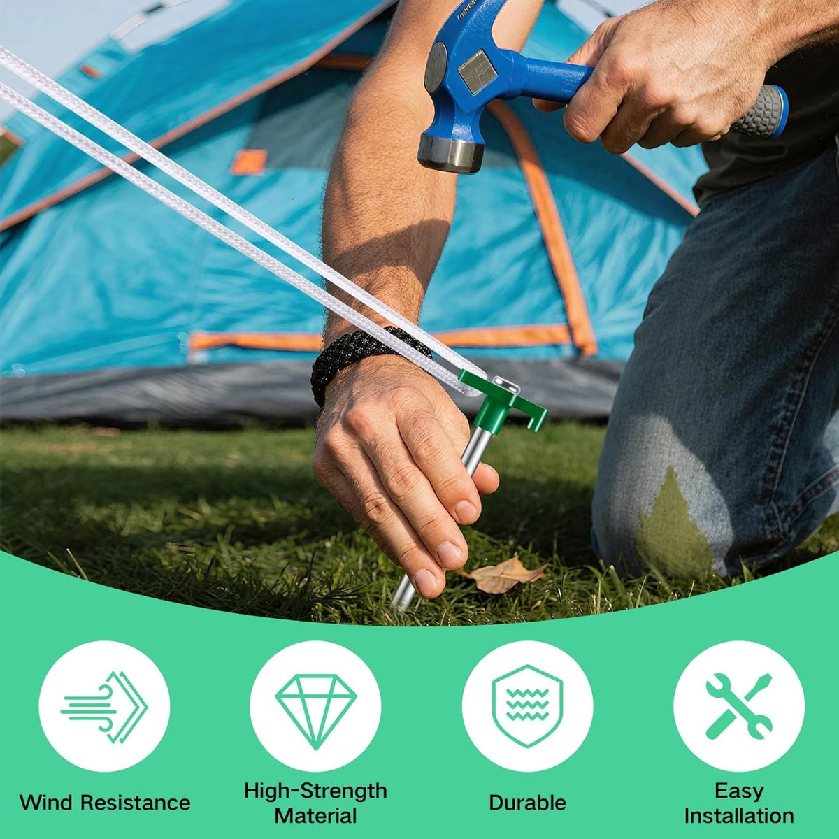 Heavy Duty Tent Stakes 20 Pack - Rust-Proof Metal Ground Pegs 9.84 Inch