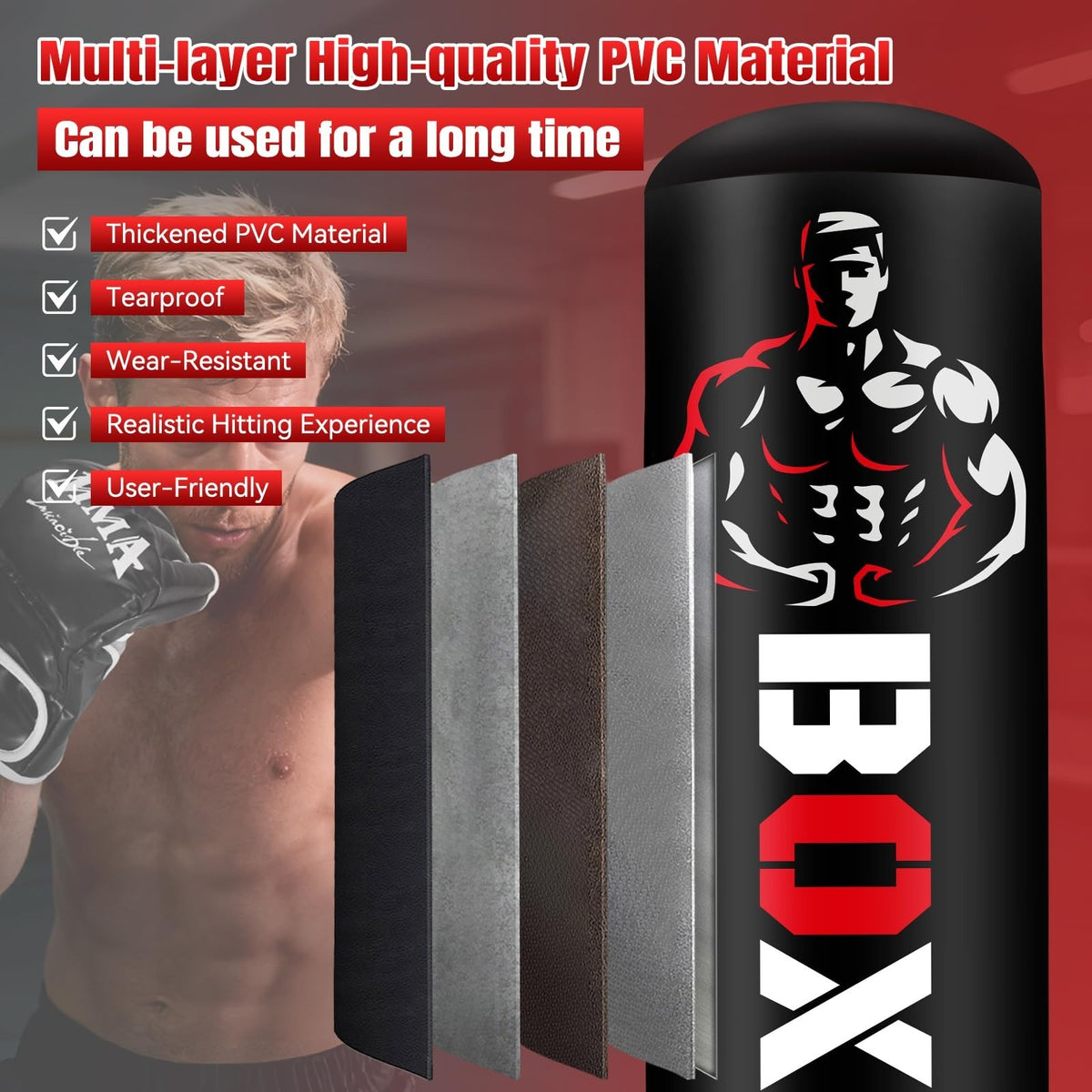 Freestanding Heavy Punching Bag 70 Inch with Stand for Boxing & Martial Arts
