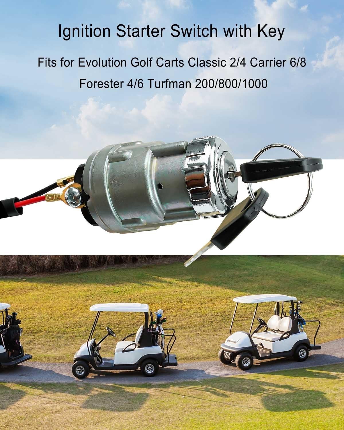 Ignition Starter Switch with Key Fit for Evolution Golf Carts - Durable Reliable Replacement